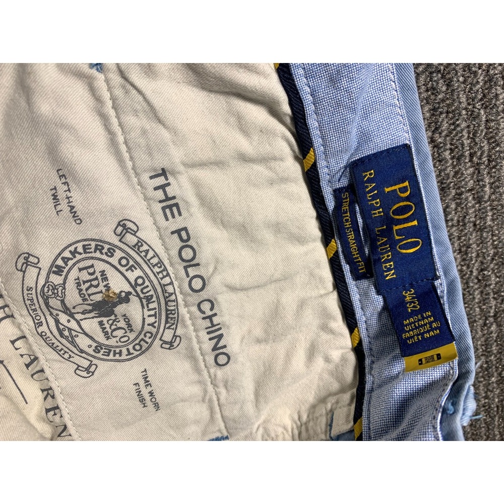 Polo Ralph Lauren Mens Classic Fit Flat Front Chino Blue Pants 34x32 Cotton - Picture 15 of 16